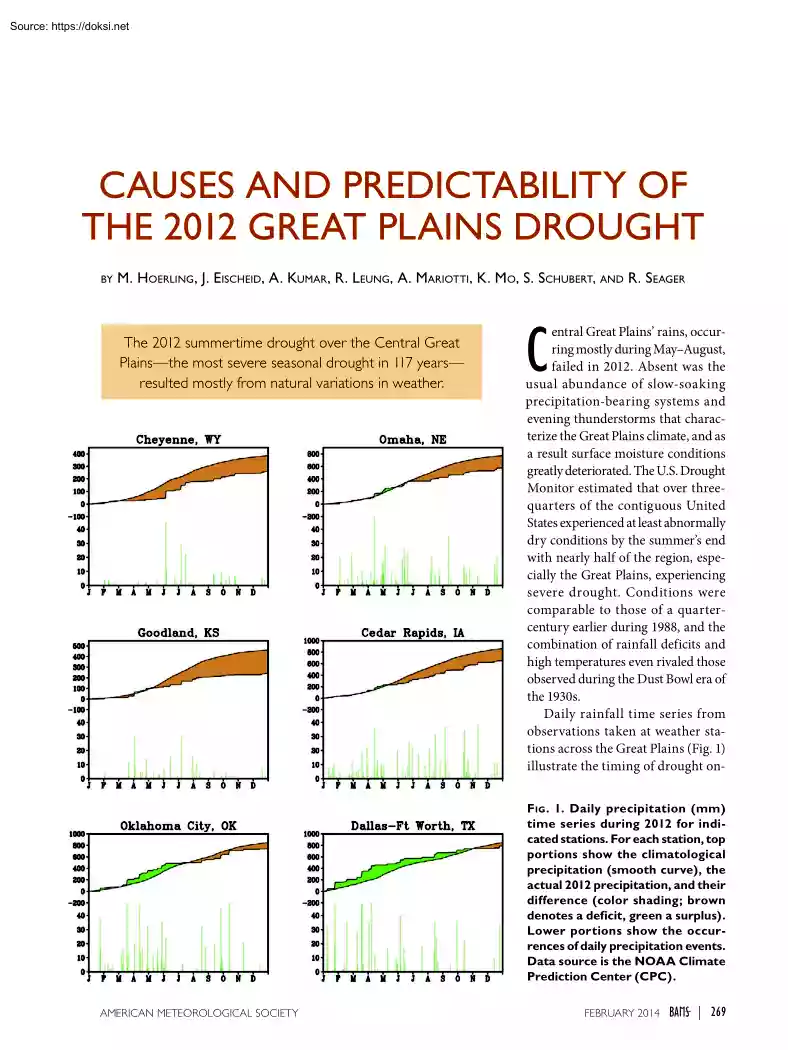 Causes and Predictability of the 2012 Great Plains Drought