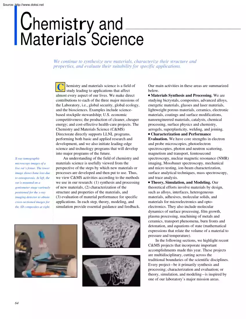 Chemistry and Materials Science