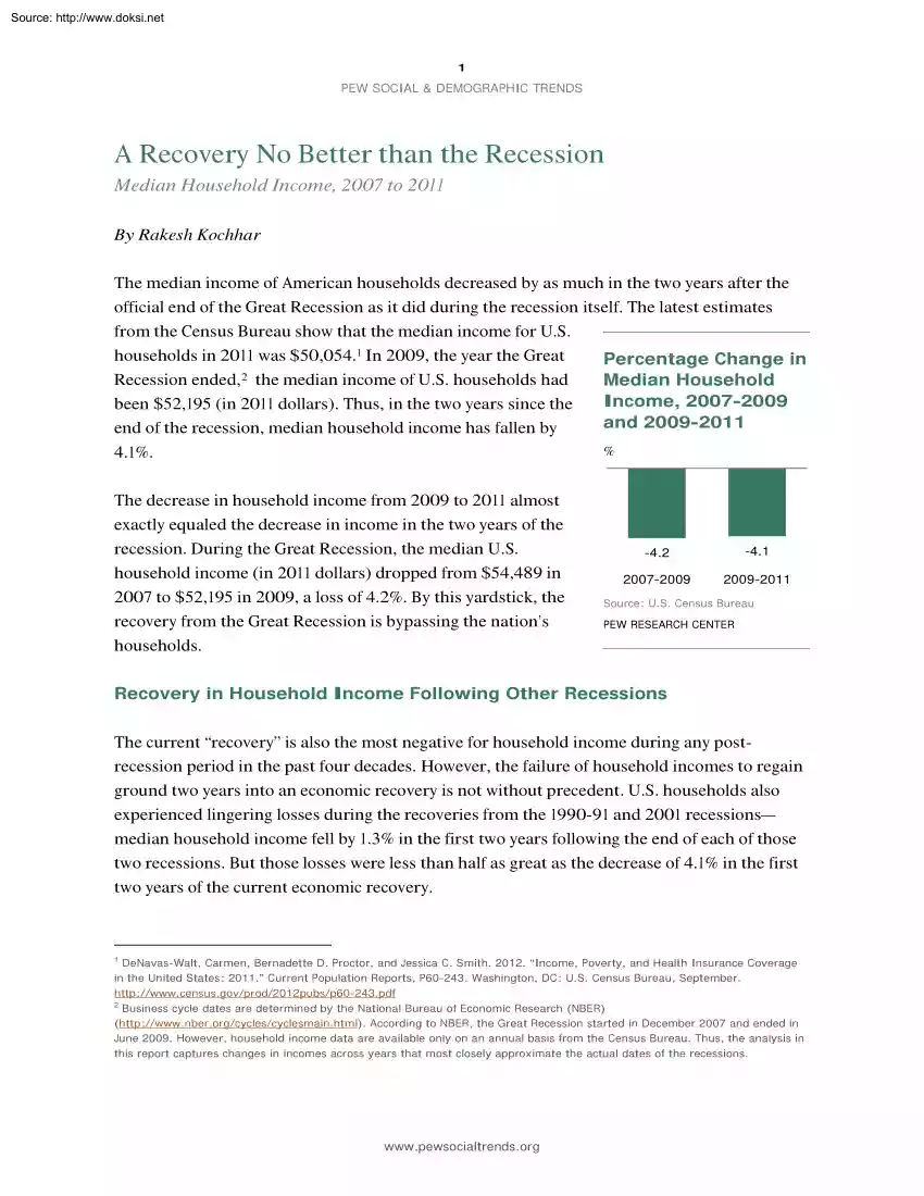 Rakesh Kochhar - A Recovery No Better than the Recession