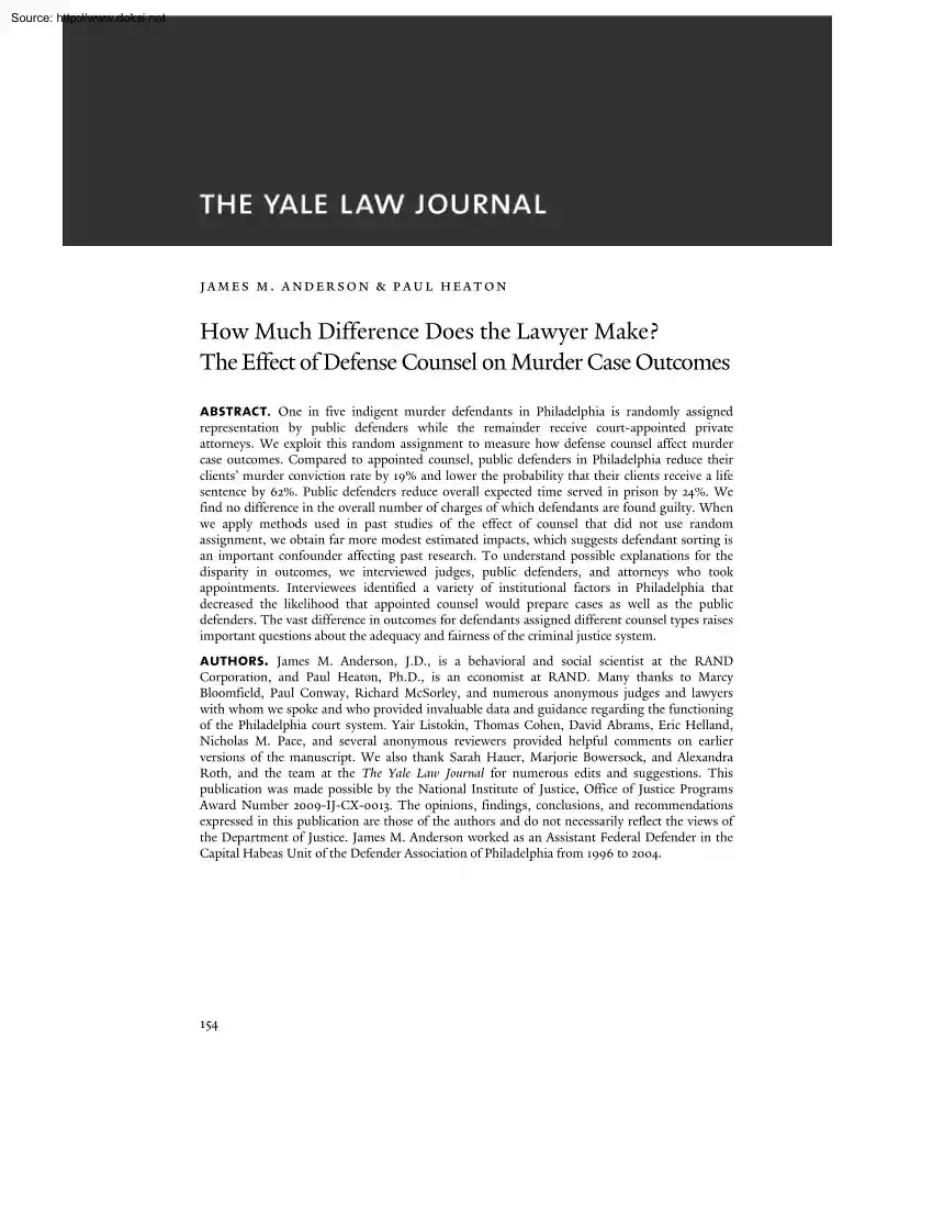 Anderson-Heaton - How Much Difference Does the Lawyer Make, The Effect of Defense Counsel on Murder Case Outcomes