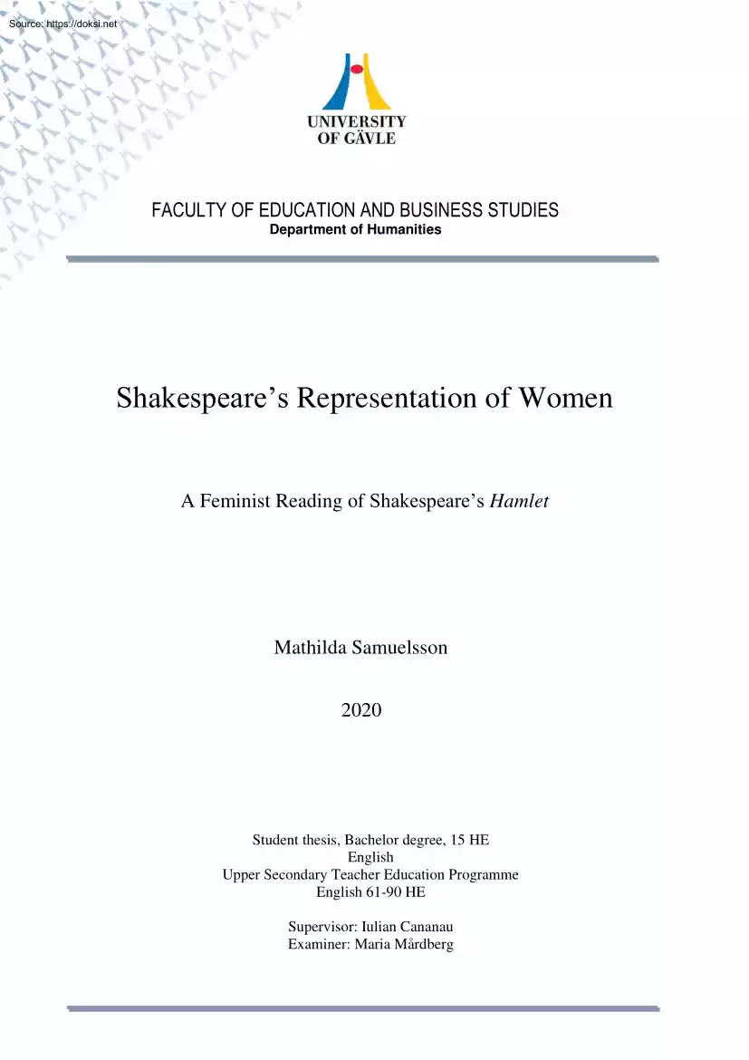 Mathilda Samuelsson - Shakespeares Representation of Women