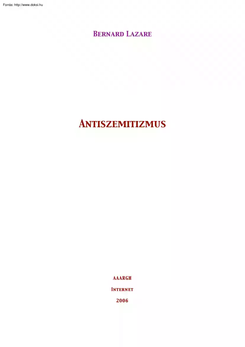 Bernard Lazare - Antiszemitizmus