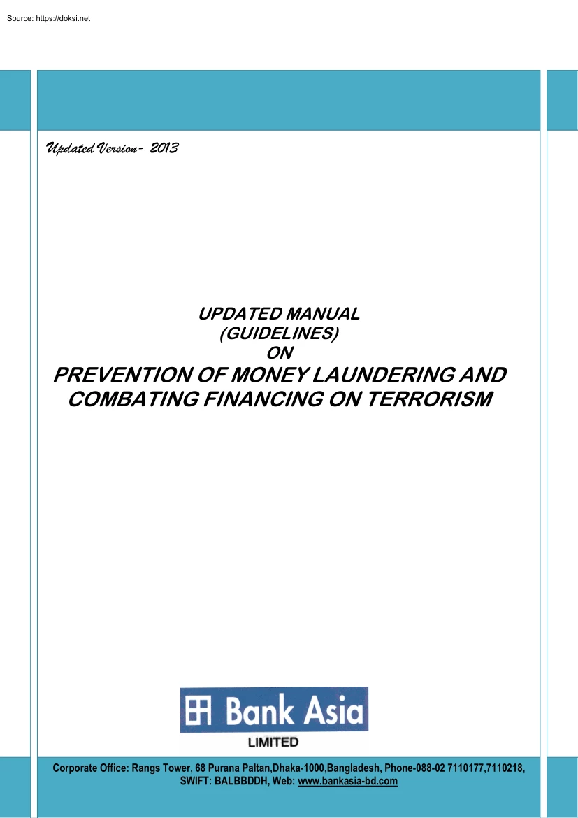 Guidelines on Prevention of Money Laundering and Combating Financing on Terrorism