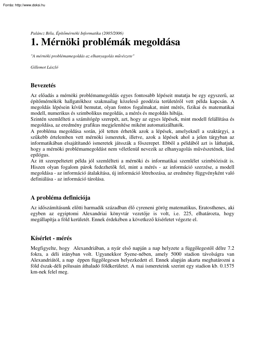 Mérnöki problémák megoldása