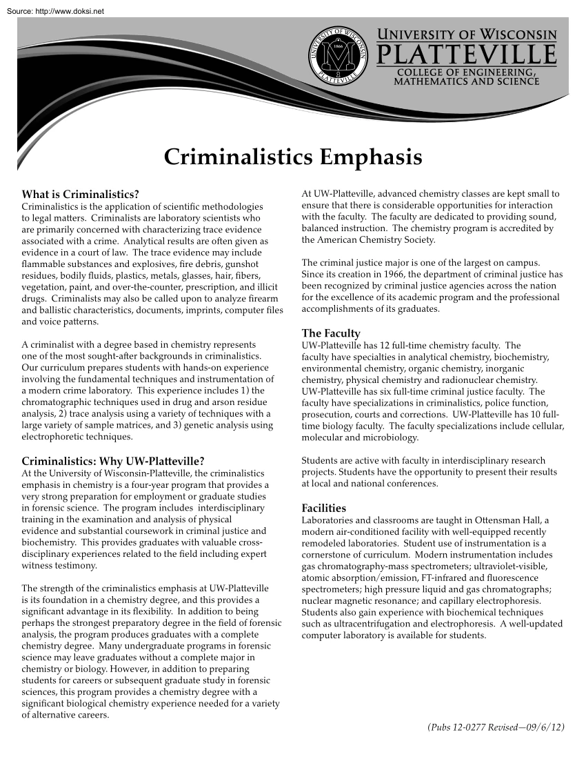 Criminalistics Emphasis