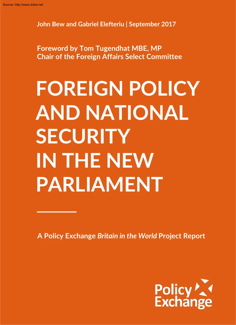 Bew-Elefteriu - Foreign Policy and National Security in the New Parliament