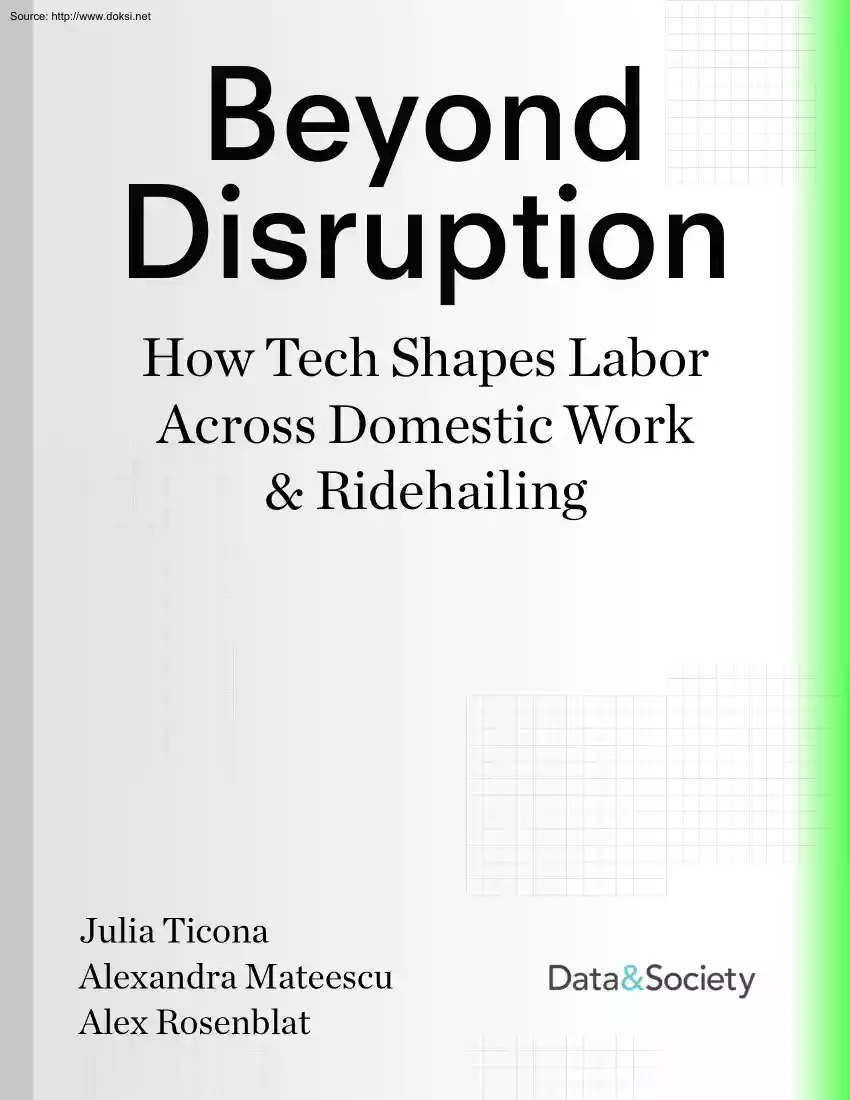 Beyond Disruption, How Tech Shapes Labor Across Domestic Work and Ridehailing