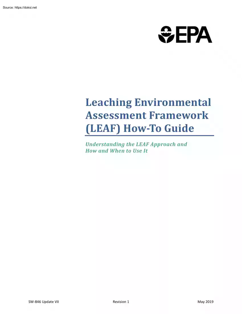 Leaching Environmental Assessment Framework, How to Guide