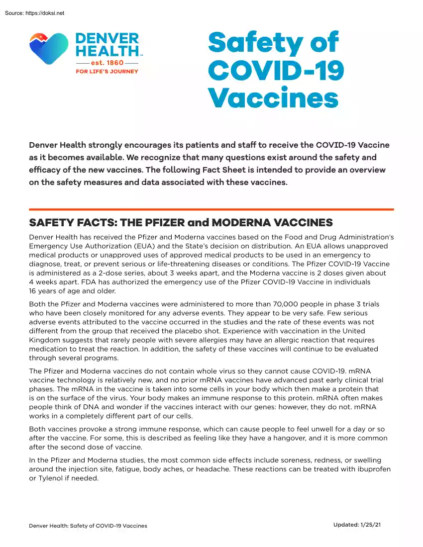 Safety of COVID-19 Vaccines
