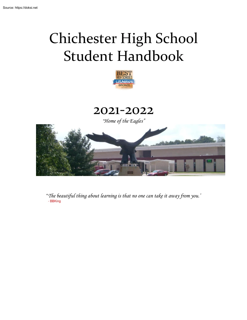 Chichester High School, Student Handbook