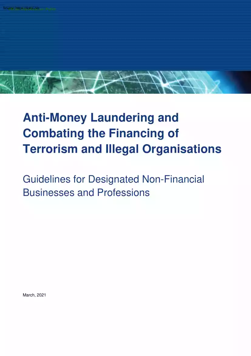 Anti Money Laundering and Combatting the Financing of Terrorism and Illegal Organisations, Guidelines for Designated Non-financial Businesses and Professions