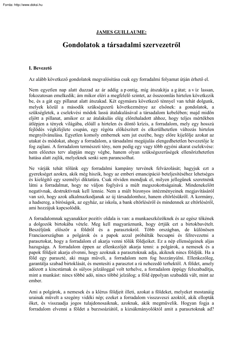 James Guillame - Gondolatok a társadalmi szervezetről