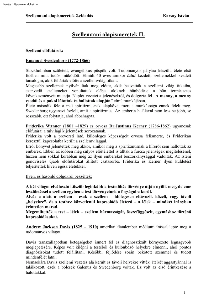 Karsay István - Szellemtani alapismeretek II