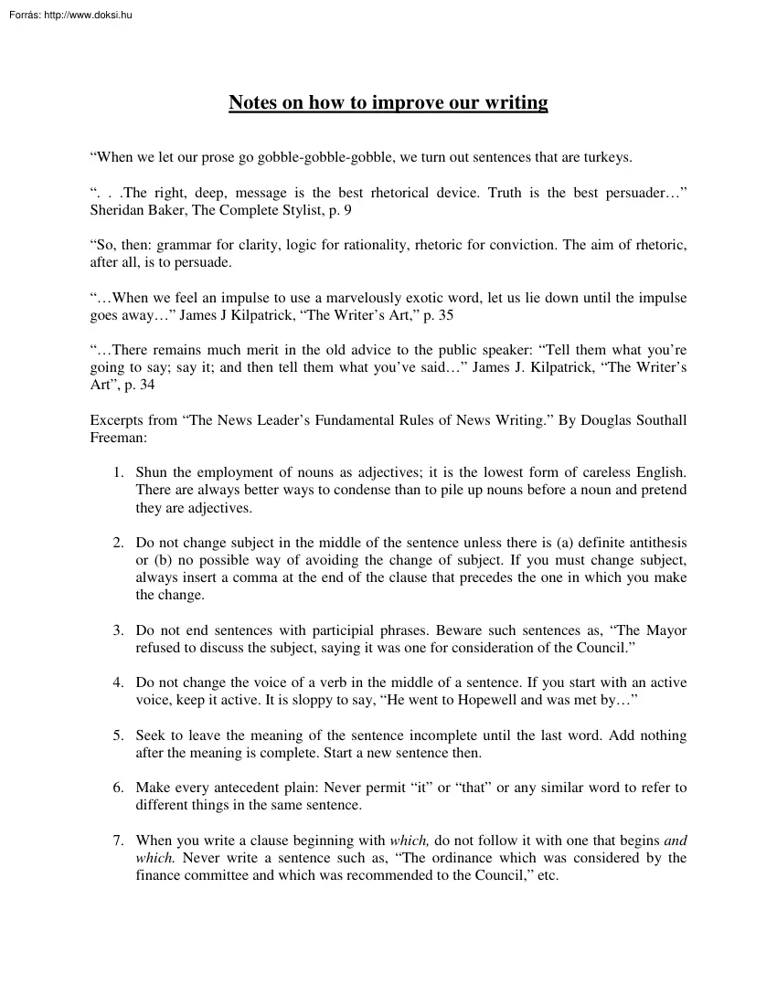 Notes on how to improve our writing