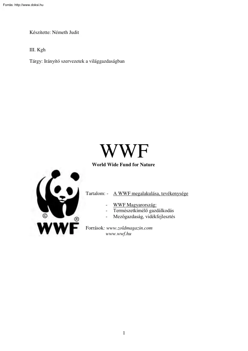 Németh Judit - A WWF