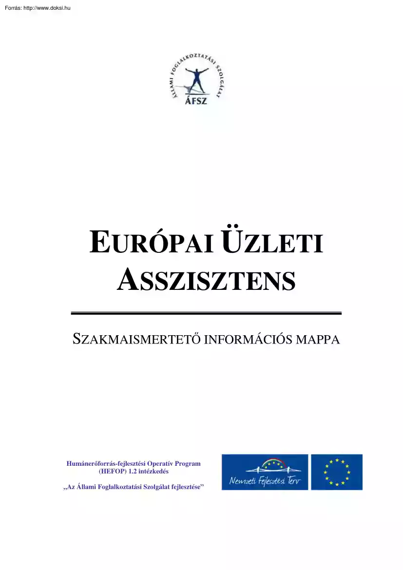Európai üzleti asszisztens, szakmaismertető információs mappa