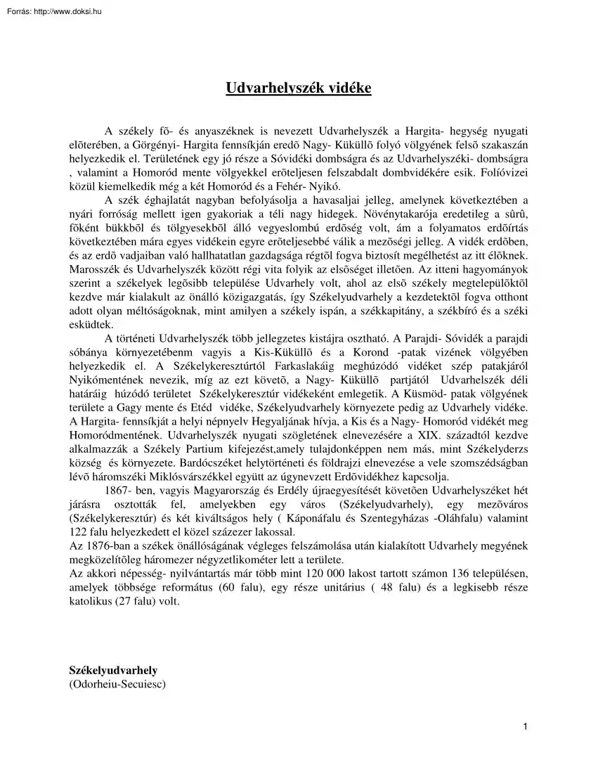 Udvarhelyszék vidéke