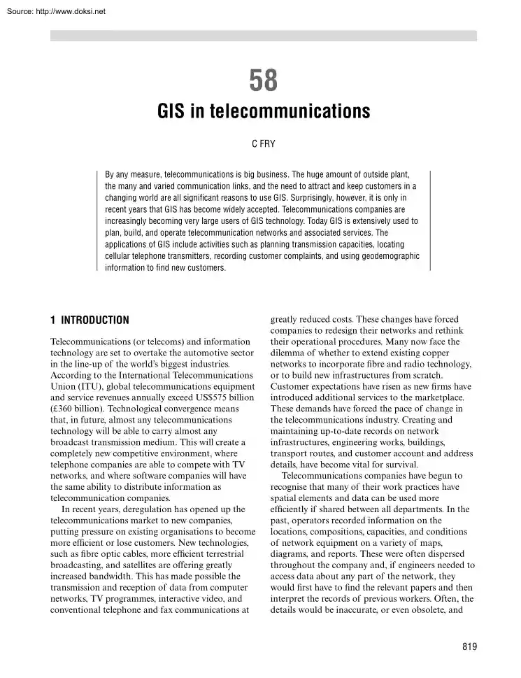 GIS in telecommunications