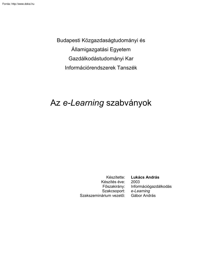 Lukács András - Az e-learning szabványok