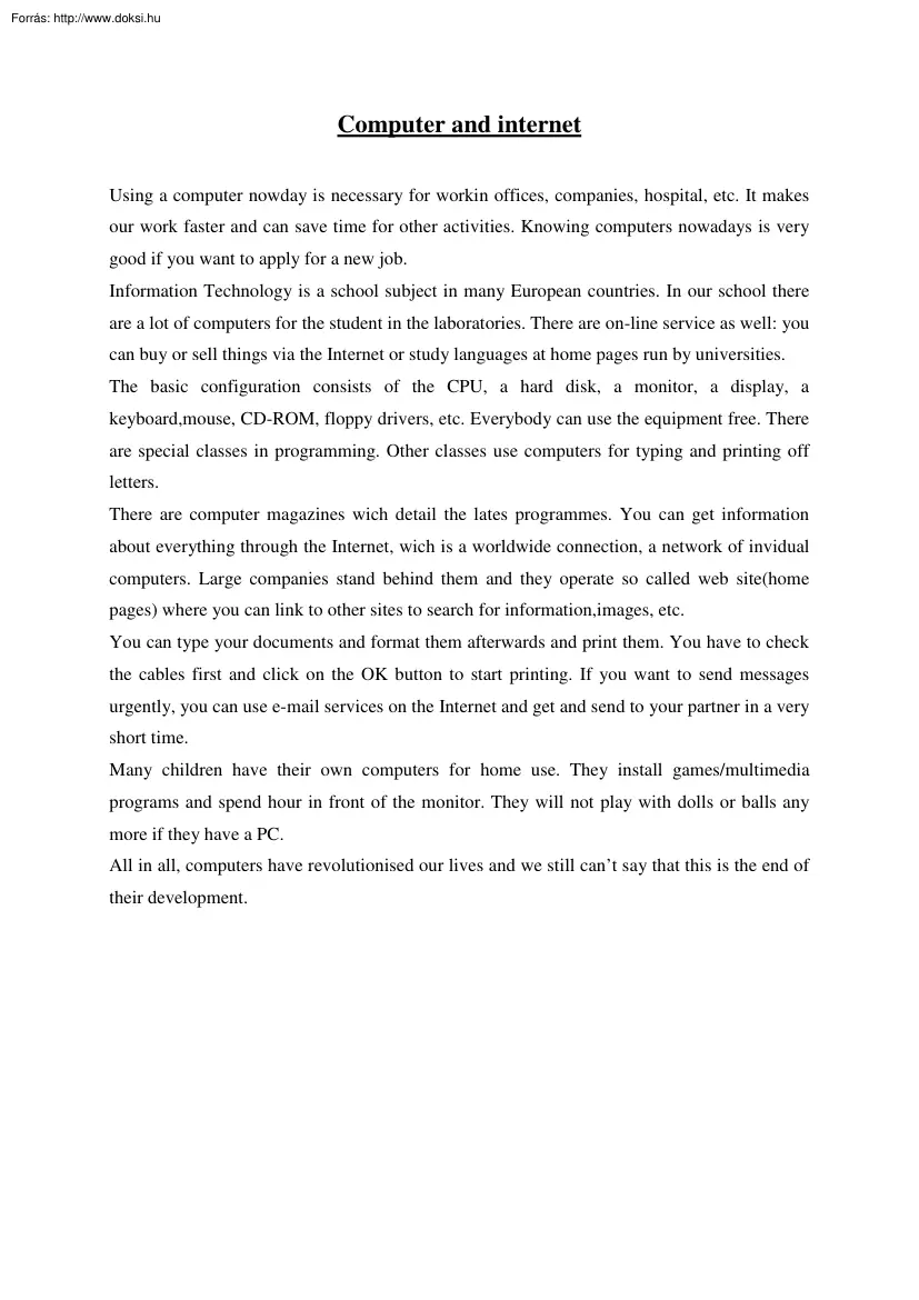 Computer and internet