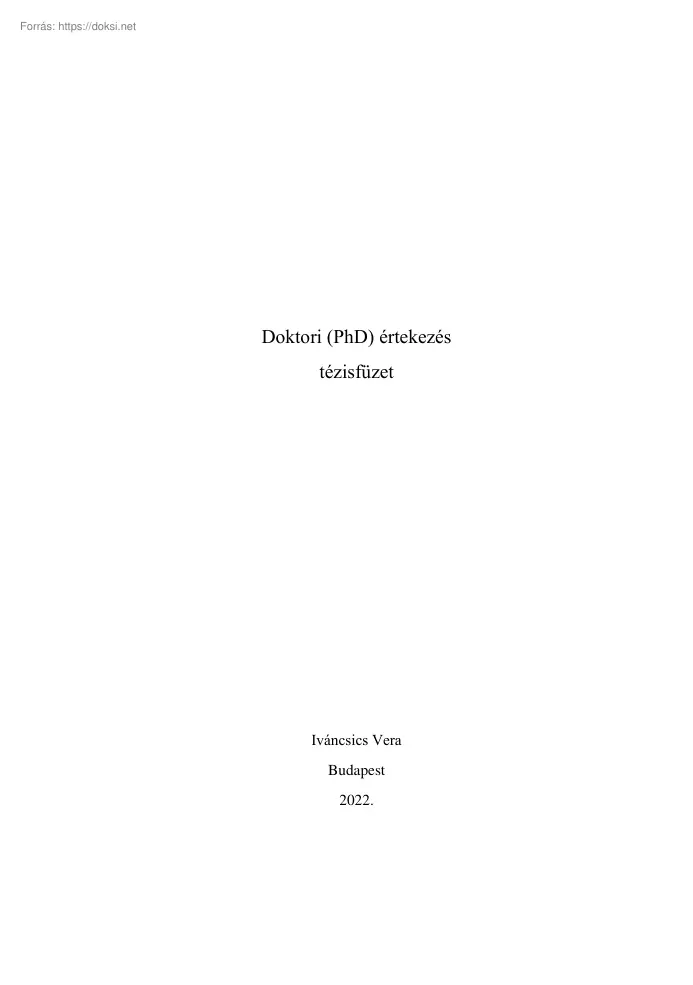 Iváncsics Vera - Nagyvárosi települési tér növekedésének vizsgálata