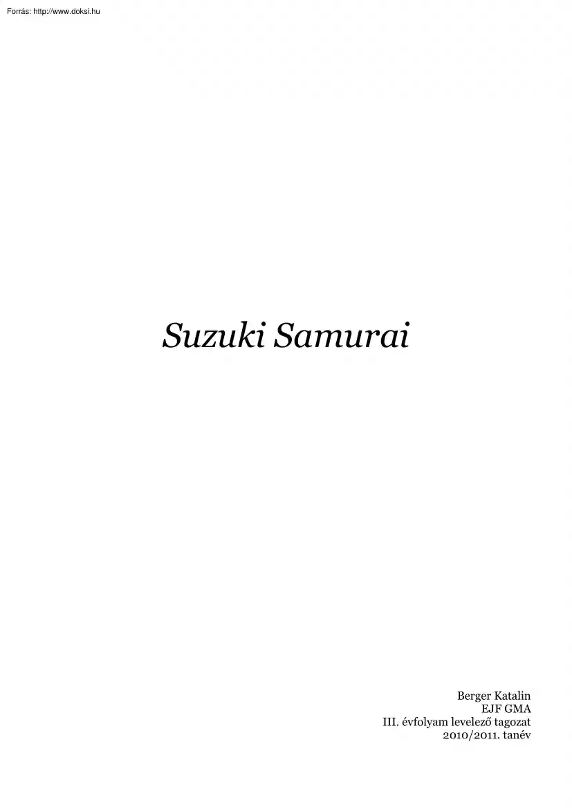 Berger Katalin - Suzuki Samurai