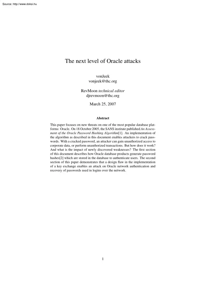 The next level of Oracle attacks