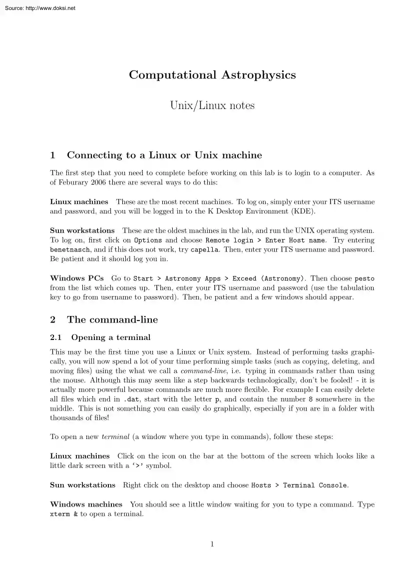 Thomas Robitaille - Computational Astrophysics, Unix Linux Notes