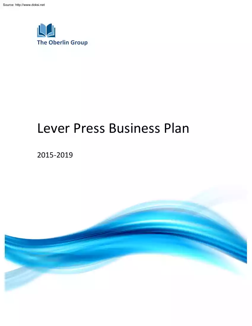 Lever Press Business Plan 2015 to 2019