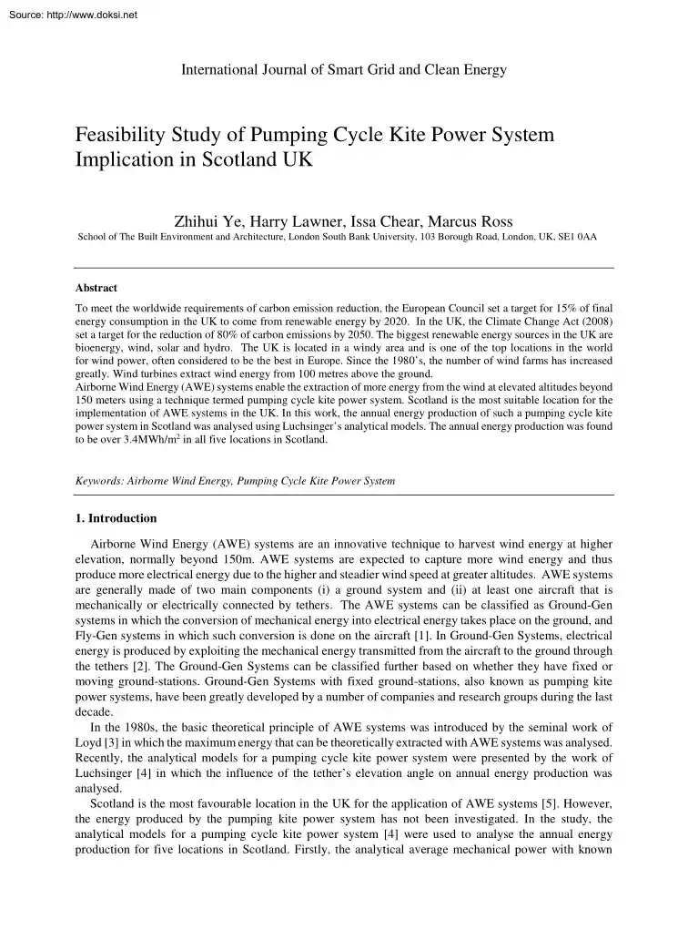 Ye-Lawner-Chear - Feasibility Study of Pumping Cycle Kite Power System Implication in Scotland UK