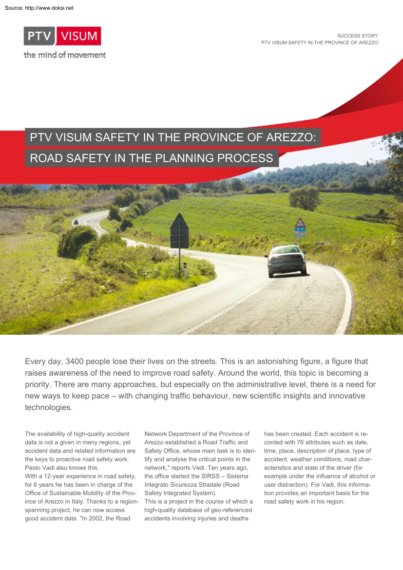 PTV Visum Safety in the Province of Arezzo, Road Safety in the Planning Process