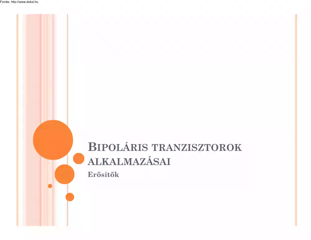 Bipoláris tranzisztorok alkalmazásai, Erősítők