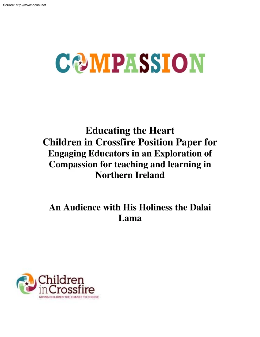 Children in Crossfire Position Paper for Engaging Educators in an Exploration of Compassion for Teaching and Learning in Northern Ireland