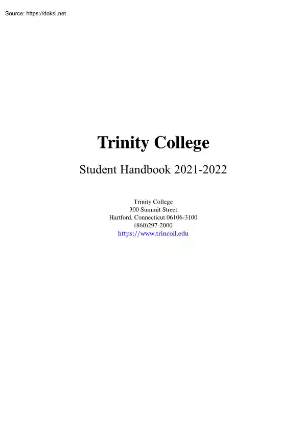 Trinity College, Student Handbook