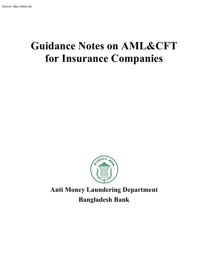 Guidance Notes on AML and CFT for Insurance Companies