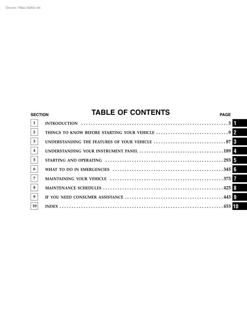 Chrysler Town and Country, 2005 owners manual
