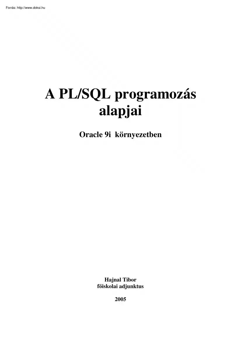 Hajnal Tibor - A PL/SQL programozás alapjai