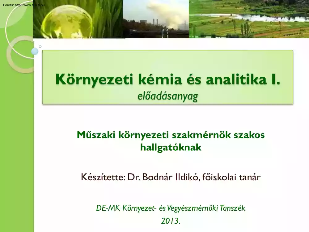 Dr. Bodnár Ildikó - Környezeti kémia és analitika