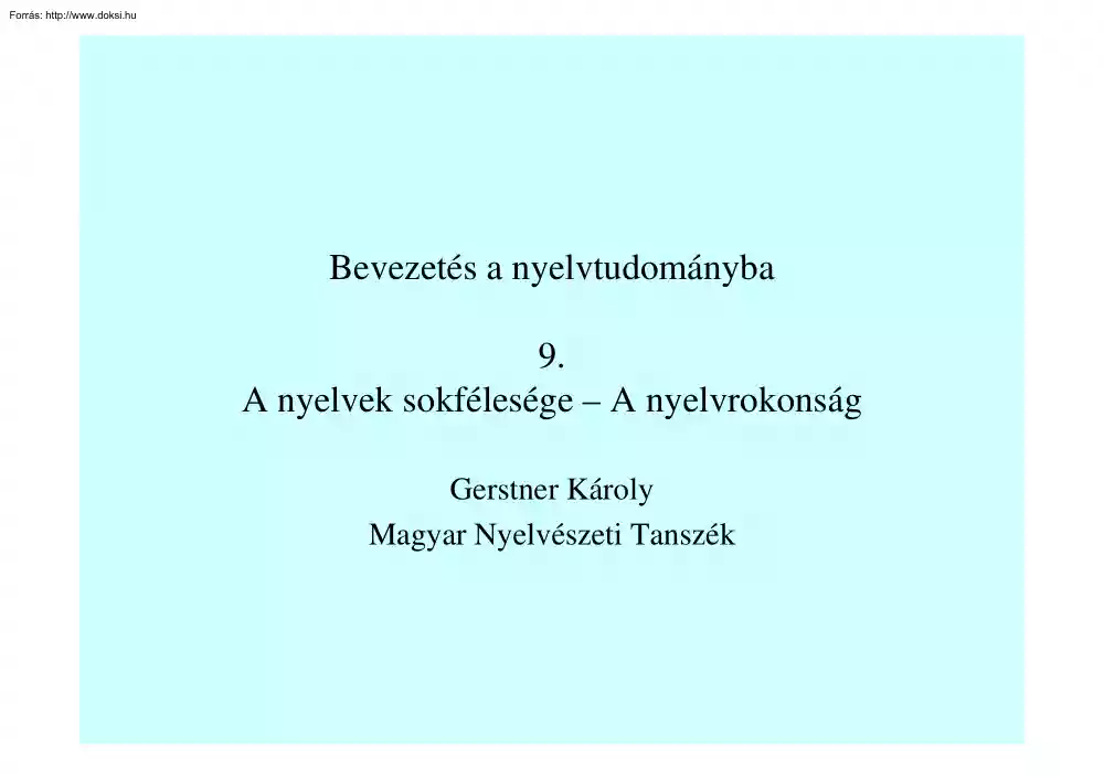 Gerstner Károly - Bevezetés a nyelvtudományba