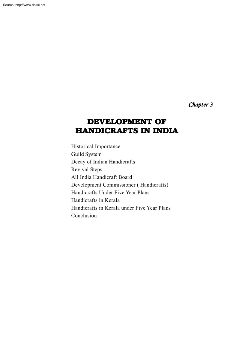 Development of Handicrafts in India