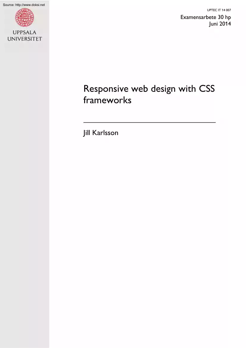 Jill Karlsson - Responsive Web Design with CSS Frameworks