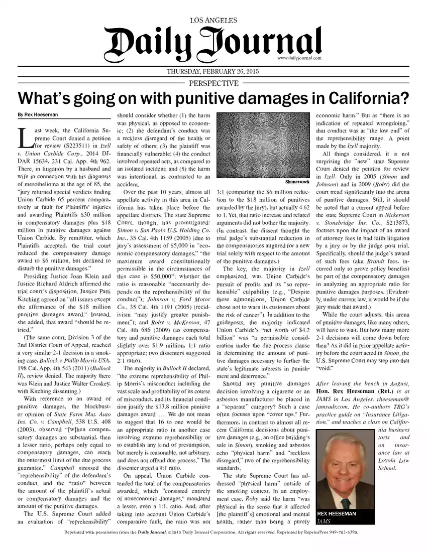 Rex Heeseman - Whats Going on with Punitive Damages in California
