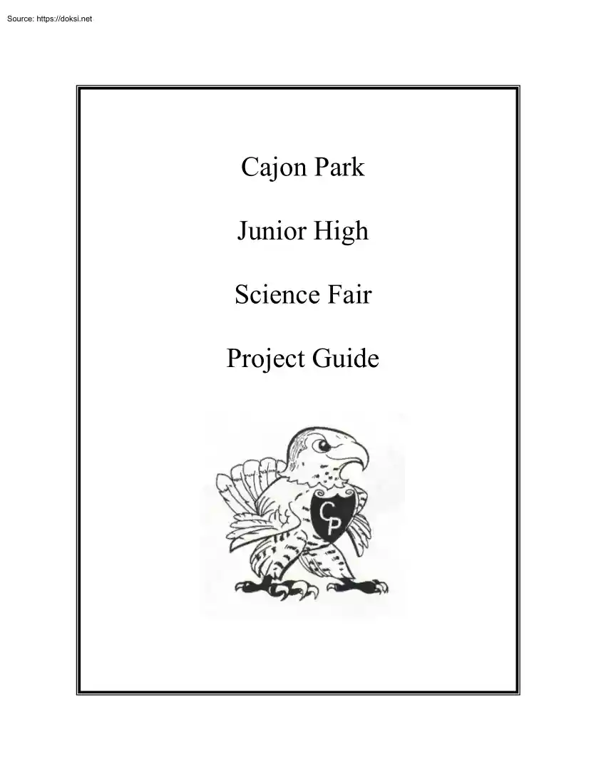 Cajon Park, Junior High, Science Fair, Project Guide