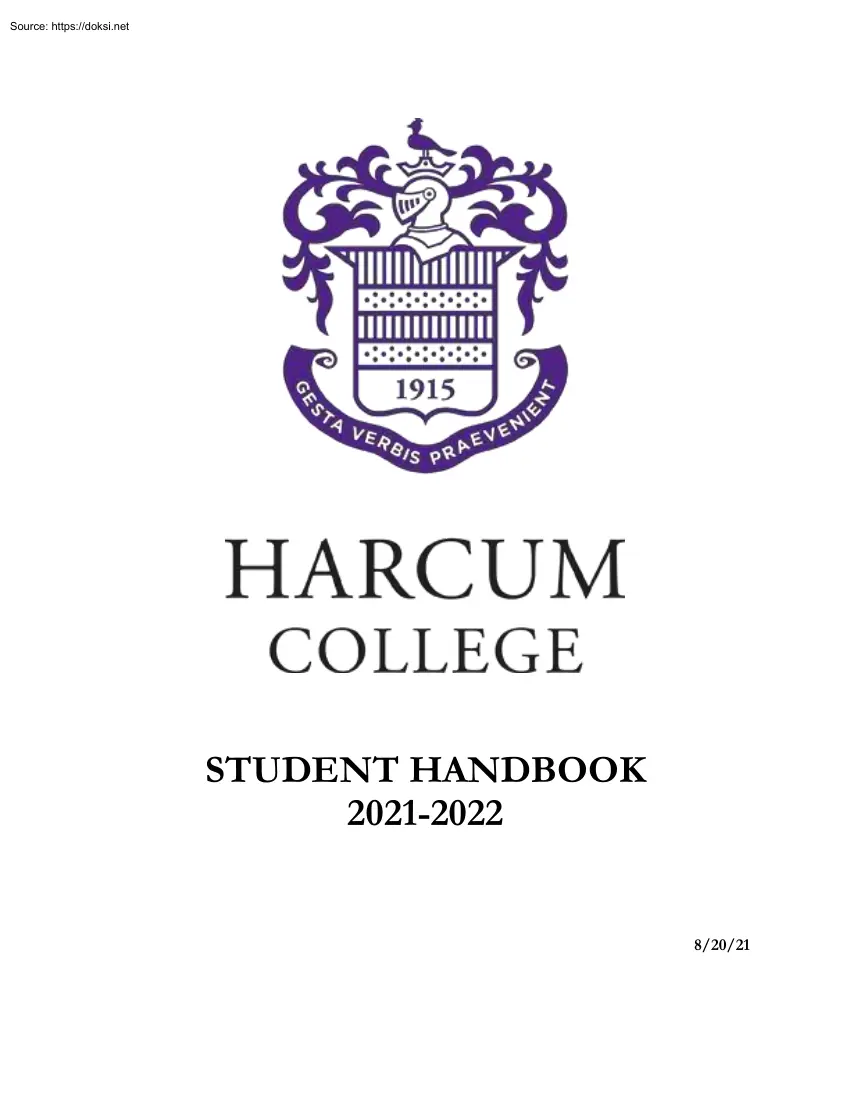 Harcum College, Student Handbook