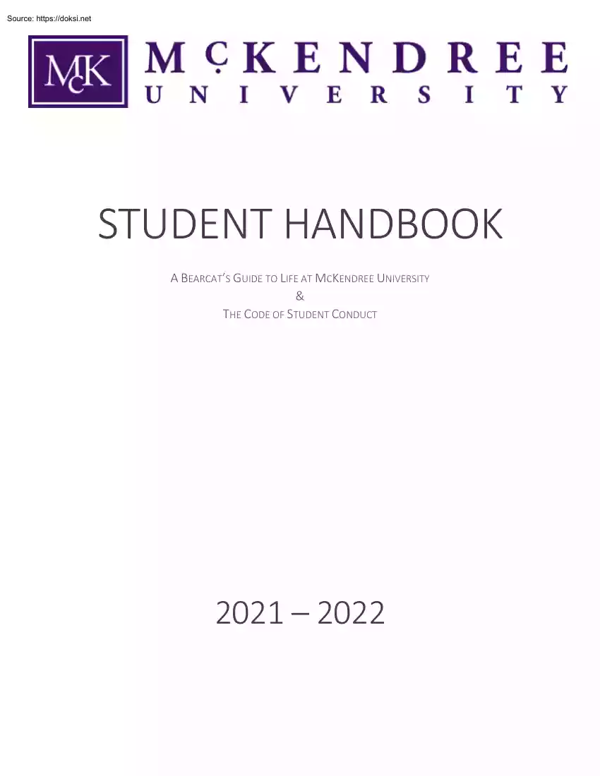 McKendree University, Student Handbook