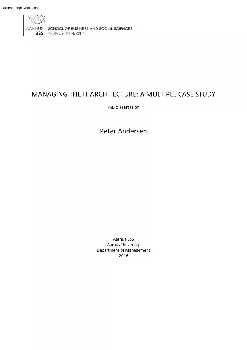 Peter Andersen - Managing the IT Architecture, A Multiple Case Study