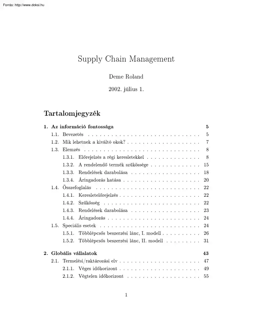 Deme Roland - Supply Chain Management