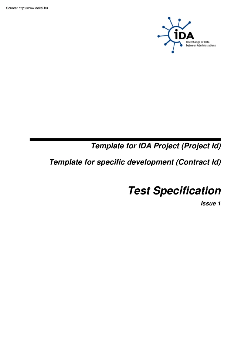 Test specification, Template for specific development
