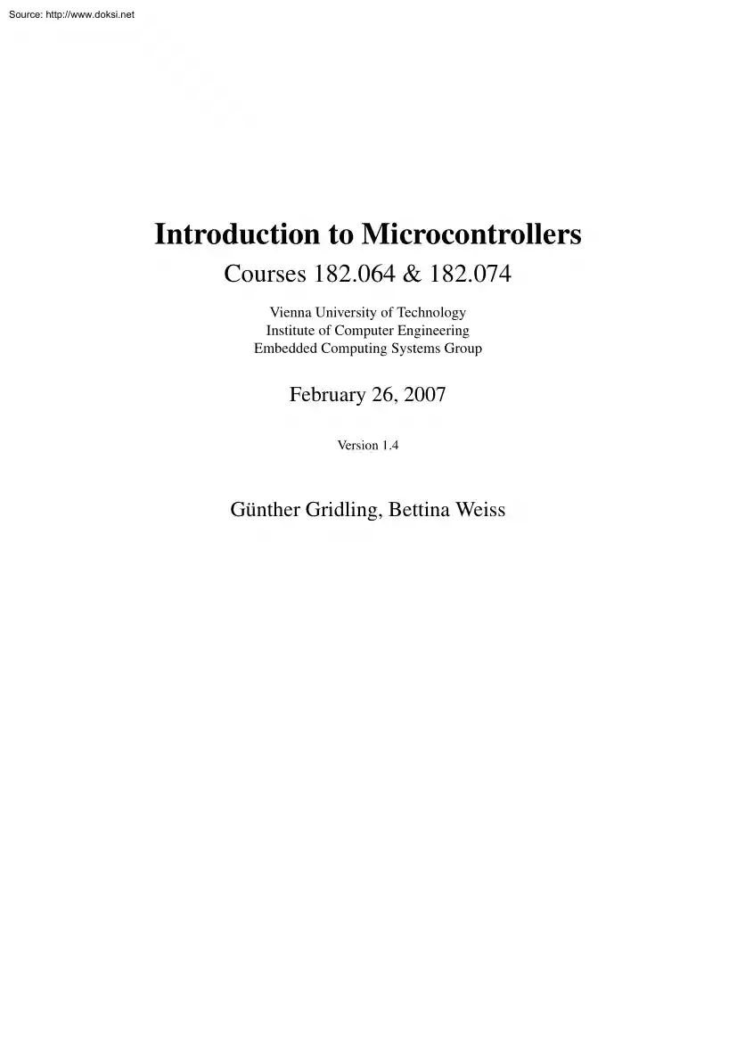 Gridling-Weiss - Introduction to Microcontrollers