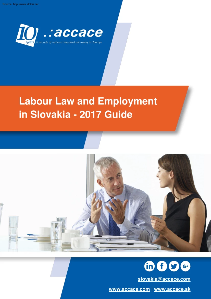 Labour Law and Employment in Slovakia, 2017 Guide